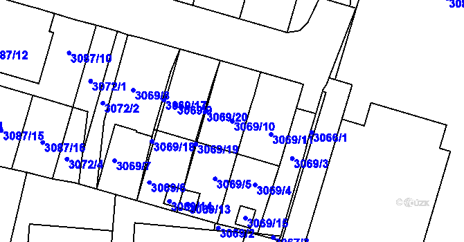Parcela st. 3069/10 v KÚ Bystřice nad Pernštejnem, Katastrální mapa
