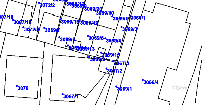 Parcela st. 3069/15 v KÚ Bystřice nad Pernštejnem, Katastrální mapa