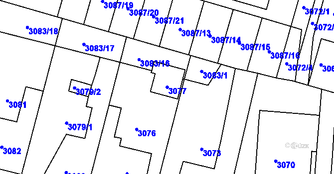 Parcela st. 3077 v KÚ Bystřice nad Pernštejnem, Katastrální mapa