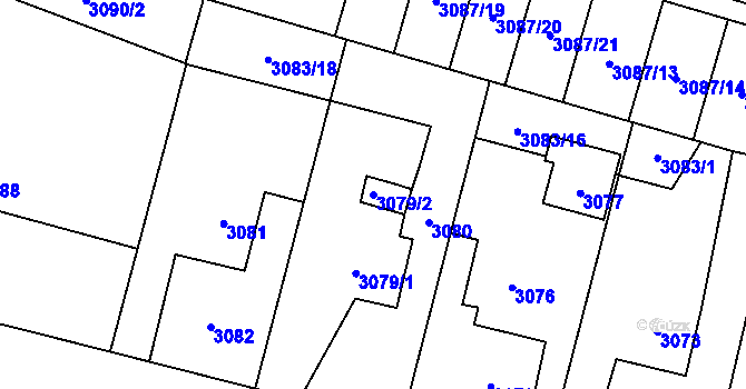 Parcela st. 3079/2 v KÚ Bystřice nad Pernštejnem, Katastrální mapa
