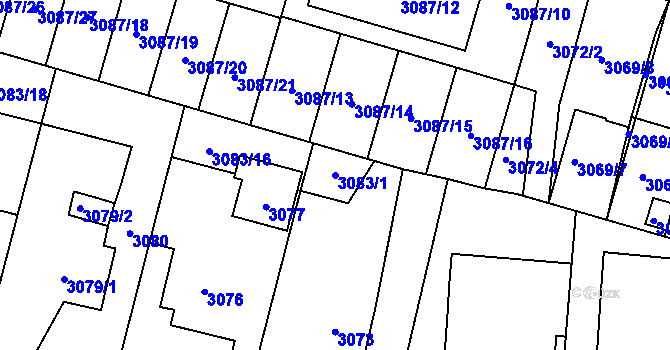 Parcela st. 3083/1 v KÚ Bystřice nad Pernštejnem, Katastrální mapa