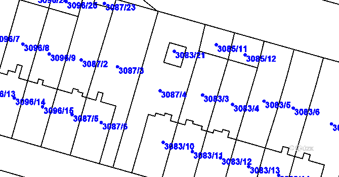 Parcela st. 3083/2 v KÚ Bystřice nad Pernštejnem, Katastrální mapa