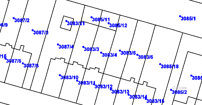 Parcela st. 3083/4 v KÚ Bystřice nad Pernštejnem, Katastrální mapa