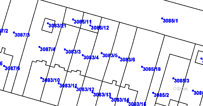Parcela st. 3083/5 v KÚ Bystřice nad Pernštejnem, Katastrální mapa