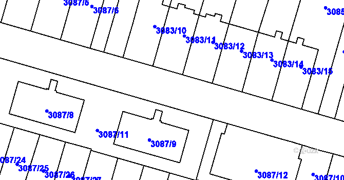 Parcela st. 3083/8 v KÚ Bystřice nad Pernštejnem, Katastrální mapa