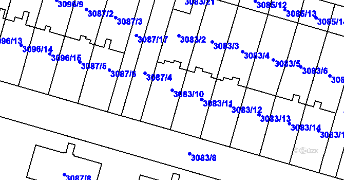 Parcela st. 3083/10 v KÚ Bystřice nad Pernštejnem, Katastrální mapa
