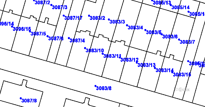 Parcela st. 3083/11 v KÚ Bystřice nad Pernštejnem, Katastrální mapa