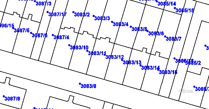 Parcela st. 3083/12 v KÚ Bystřice nad Pernštejnem, Katastrální mapa