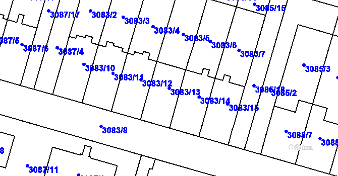 Parcela st. 3083/13 v KÚ Bystřice nad Pernštejnem, Katastrální mapa