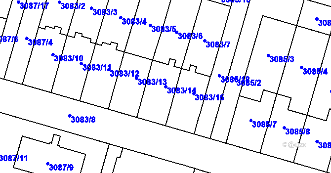 Parcela st. 3083/14 v KÚ Bystřice nad Pernštejnem, Katastrální mapa