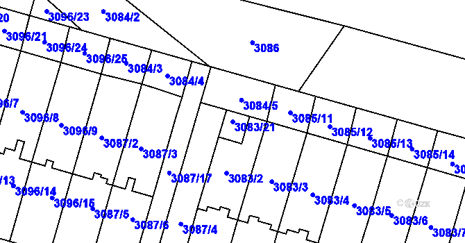Parcela st. 3083/21 v KÚ Bystřice nad Pernštejnem, Katastrální mapa