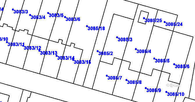 Parcela st. 3085/2 v KÚ Bystřice nad Pernštejnem, Katastrální mapa