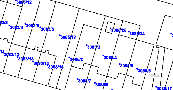 Parcela st. 3085/3 v KÚ Bystřice nad Pernštejnem, Katastrální mapa