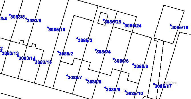 Parcela st. 3085/4 v KÚ Bystřice nad Pernštejnem, Katastrální mapa
