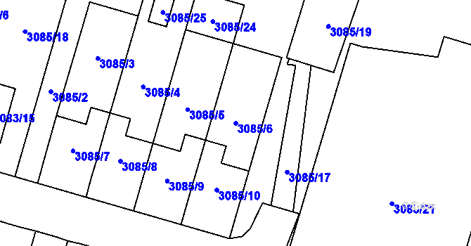 Parcela st. 3085/6 v KÚ Bystřice nad Pernštejnem, Katastrální mapa