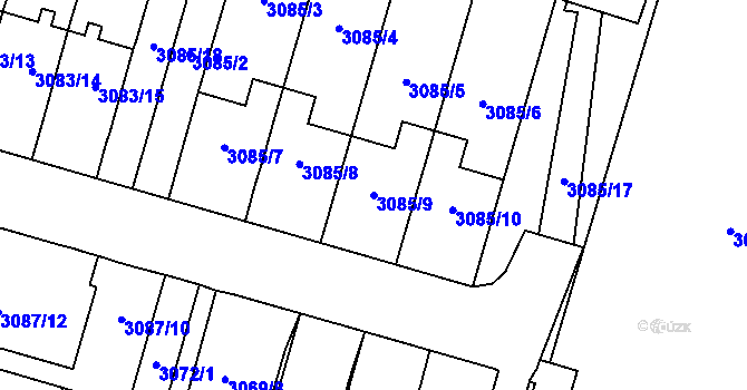 Parcela st. 3085/9 v KÚ Bystřice nad Pernštejnem, Katastrální mapa