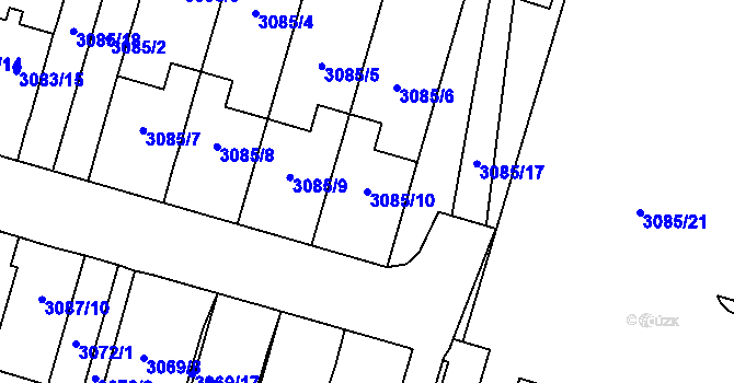 Parcela st. 3085/10 v KÚ Bystřice nad Pernštejnem, Katastrální mapa