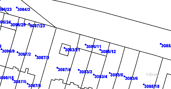 Parcela st. 3085/11 v KÚ Bystřice nad Pernštejnem, Katastrální mapa