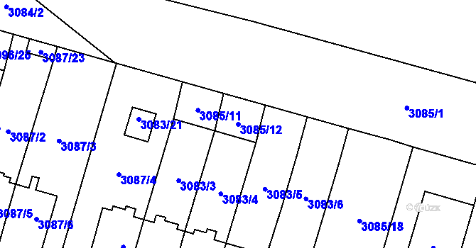 Parcela st. 3085/12 v KÚ Bystřice nad Pernštejnem, Katastrální mapa