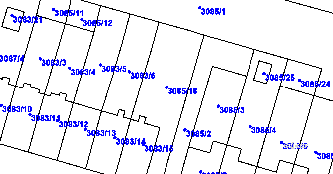Parcela st. 3085/18 v KÚ Bystřice nad Pernštejnem, Katastrální mapa