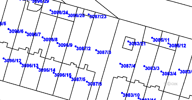 Parcela st. 3087/3 v KÚ Bystřice nad Pernštejnem, Katastrální mapa