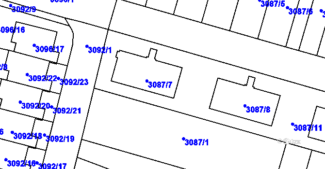 Parcela st. 3087/7 v KÚ Bystřice nad Pernštejnem, Katastrální mapa