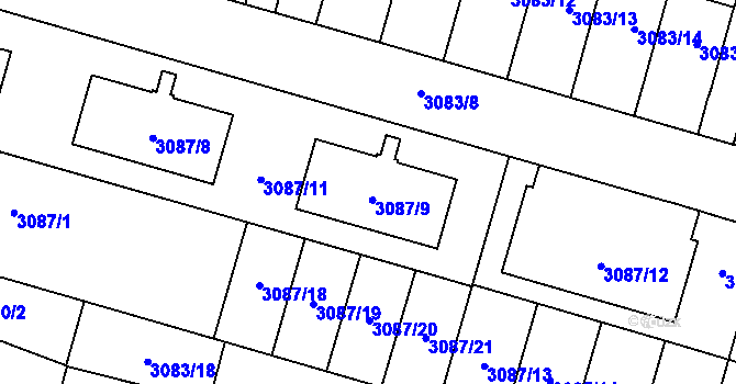 Parcela st. 3087/9 v KÚ Bystřice nad Pernštejnem, Katastrální mapa