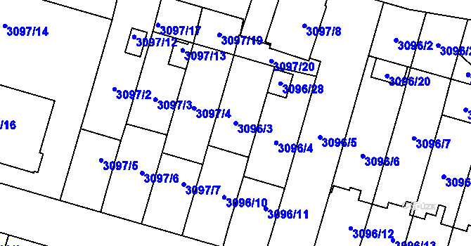 Parcela st. 3096/3 v KÚ Bystřice nad Pernštejnem, Katastrální mapa