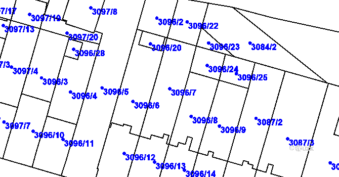 Parcela st. 3096/7 v KÚ Bystřice nad Pernštejnem, Katastrální mapa
