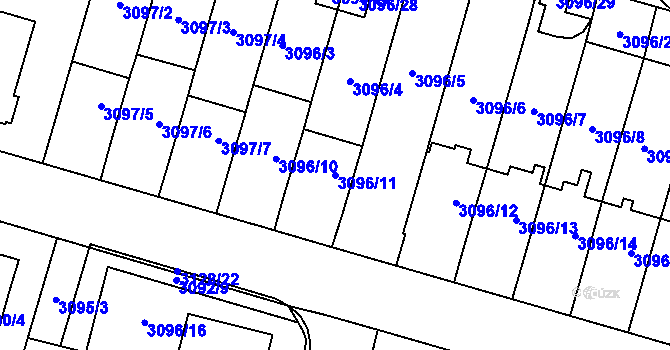 Parcela st. 3096/11 v KÚ Bystřice nad Pernštejnem, Katastrální mapa