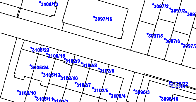 Parcela st. 3097/11 v KÚ Bystřice nad Pernštejnem, Katastrální mapa