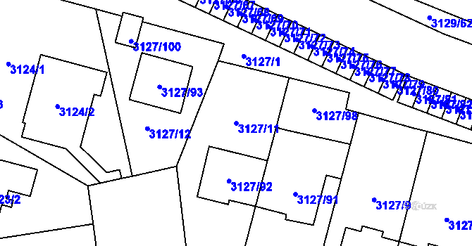 Parcela st. 3127/11 v KÚ Bystřice nad Pernštejnem, Katastrální mapa