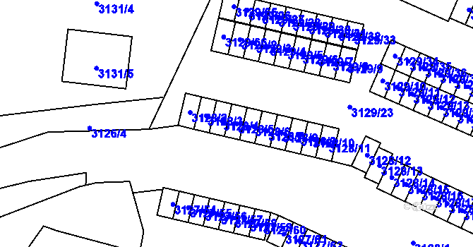 Parcela st. 3128/5 v KÚ Bystřice nad Pernštejnem, Katastrální mapa