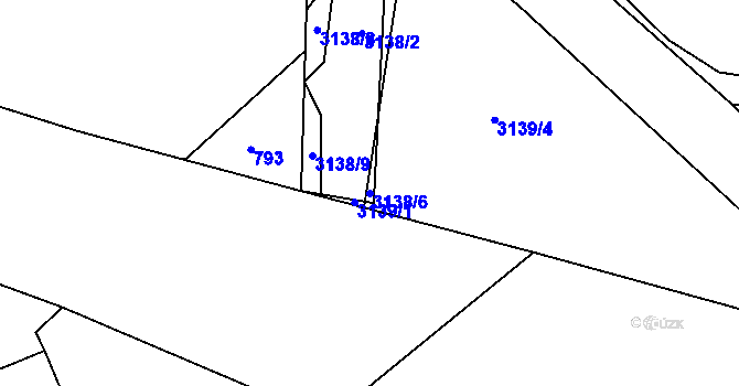 Parcela st. 3138/6 v KÚ Bystřice nad Pernštejnem, Katastrální mapa