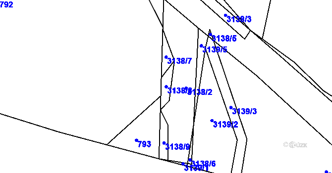 Parcela st. 3138/8 v KÚ Bystřice nad Pernštejnem, Katastrální mapa