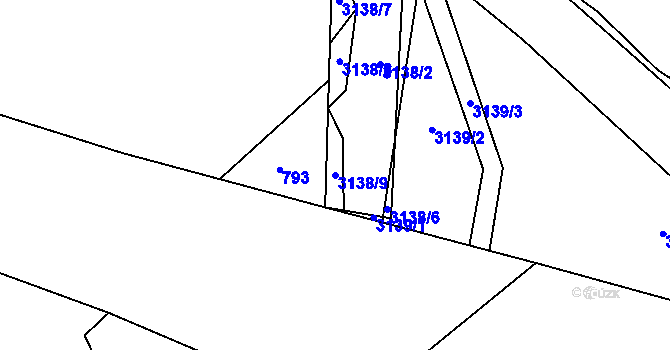 Parcela st. 3138/9 v KÚ Bystřice nad Pernštejnem, Katastrální mapa