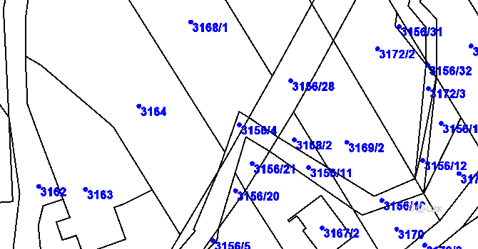 Parcela st. 3156/4 v KÚ Bystřice nad Pernštejnem, Katastrální mapa