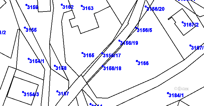 Parcela st. 3156/17 v KÚ Bystřice nad Pernštejnem, Katastrální mapa