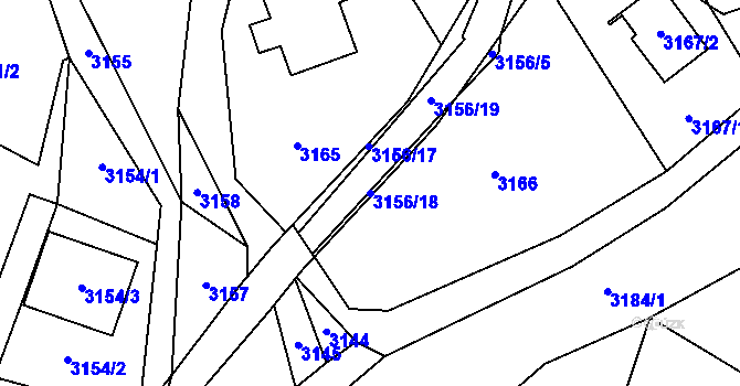 Parcela st. 3156/18 v KÚ Bystřice nad Pernštejnem, Katastrální mapa