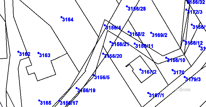 Parcela st. 3156/20 v KÚ Bystřice nad Pernštejnem, Katastrální mapa