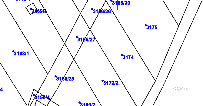 Parcela st. 3156/31 v KÚ Bystřice nad Pernštejnem, Katastrální mapa