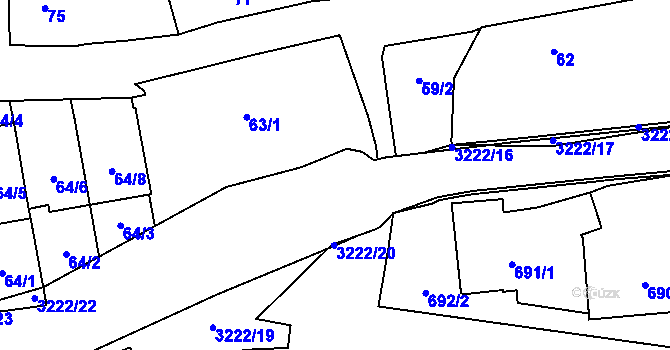 Parcela st. 3222/21 v KÚ Bystřice nad Pernštejnem, Katastrální mapa