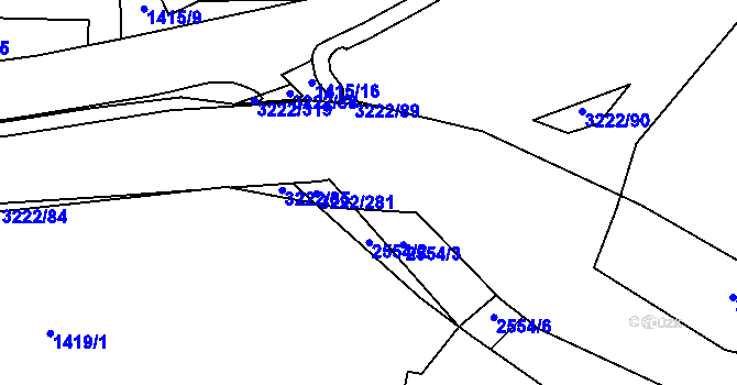 Parcela st. 3222/86 v KÚ Bystřice nad Pernštejnem, Katastrální mapa