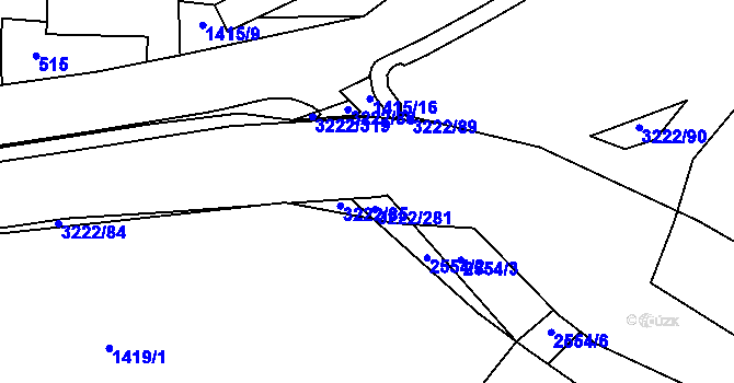 Parcela st. 3222/181 v KÚ Bystřice nad Pernštejnem, Katastrální mapa