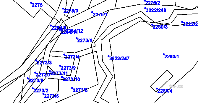 Parcela st. 3222/245 v KÚ Bystřice nad Pernštejnem, Katastrální mapa