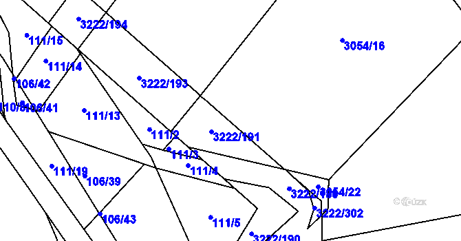 Parcela st. 3222/301 v KÚ Bystřice nad Pernštejnem, Katastrální mapa
