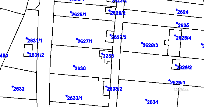 Parcela st. 3233 v KÚ Bystřice nad Pernštejnem, Katastrální mapa