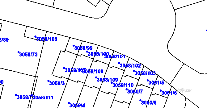 Parcela st. 3058/101 v KÚ Bystřice nad Pernštejnem, Katastrální mapa