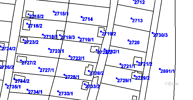 Parcela st. 2722/2 v KÚ Bystřice nad Pernštejnem, Katastrální mapa