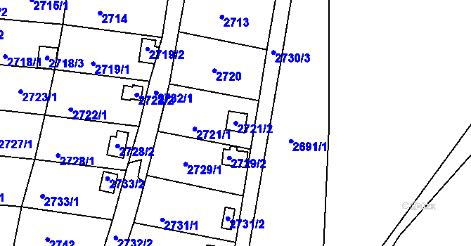 Parcela st. 2721/2 v KÚ Bystřice nad Pernštejnem, Katastrální mapa